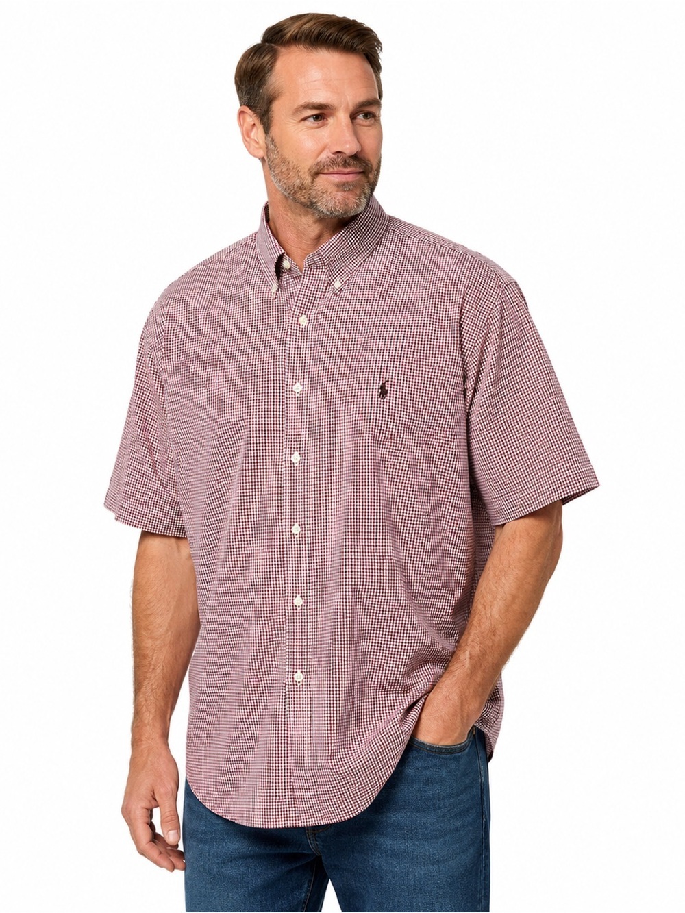 Ralph Lauren Classic Fit 3XB Big Red Check Button Front Short Sleeve Shirt - Picture 2 of 10